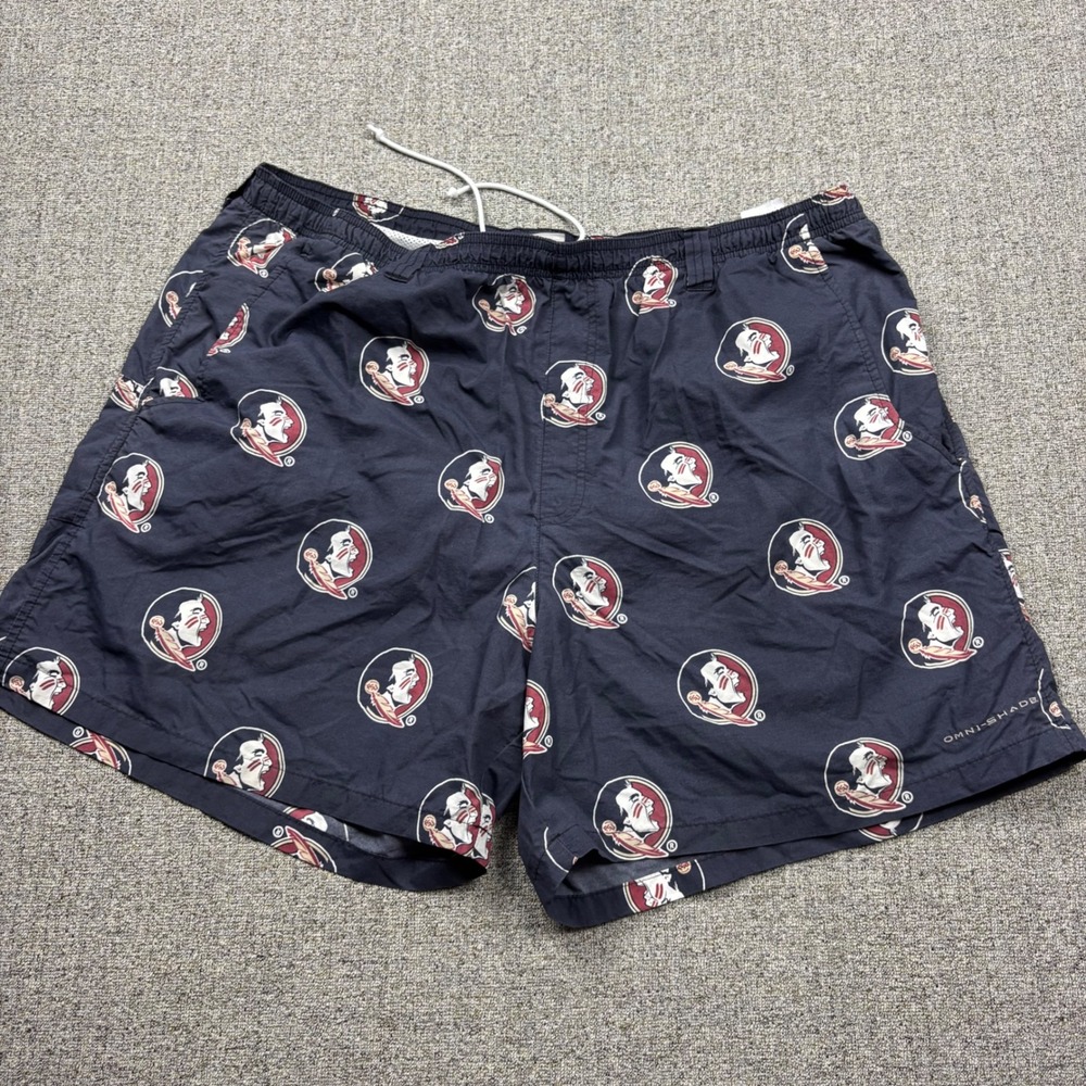 Florida State Shorts Mens XXL PFG Gray All Over Print NCAA Football Columbia
